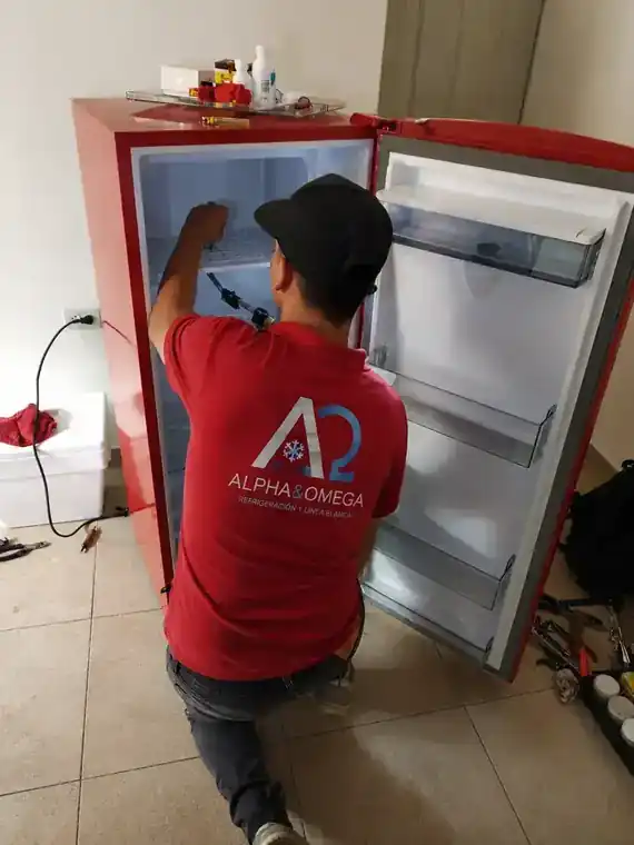 Técnico reparando refrigerador a domicilio en CDMX